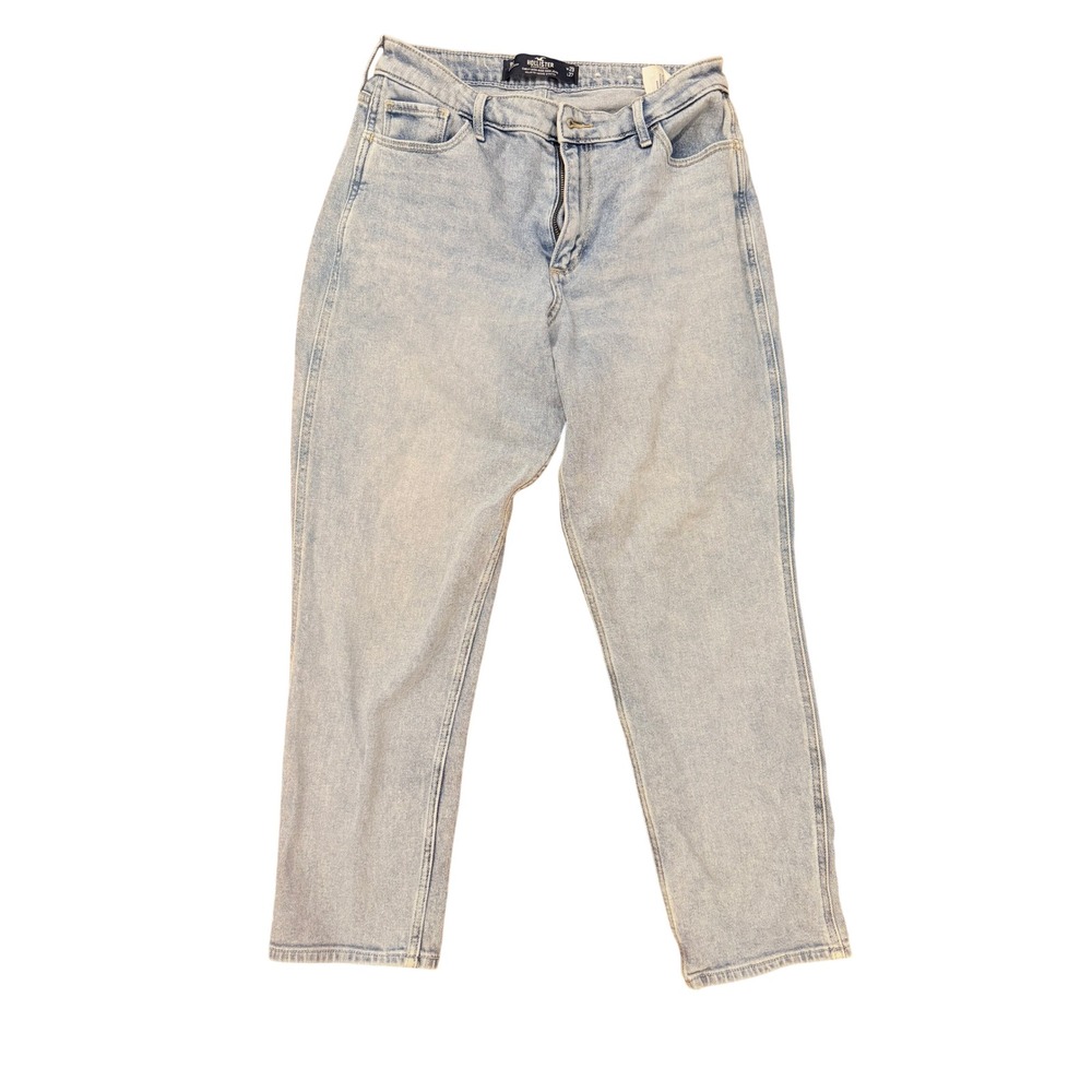Hollister Curvy High-Rise Mom Jeans Light Wash Distressed W29‎ L27 9R 98% Cotton
